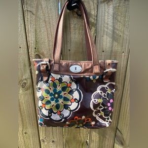 Vintage Fossil Key-per Floral Shoulder Bag​​